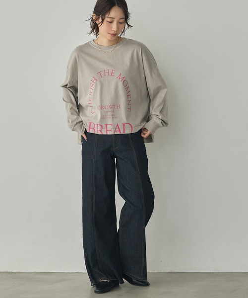 hunch(ハンチ)の「ピグメント染め ロゴロンT(Tシャツ/カットソー・レディース・パープル/ベージュ/チャコール/グレー・FREE)」の19枚目の写真
