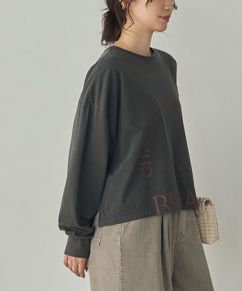 hunch(ハンチ)の「ピグメント染め ロゴロンT(Tシャツ/カットソー・レディース・パープル/ベージュ/チャコール/グレー・FREE)」の21枚目の写真