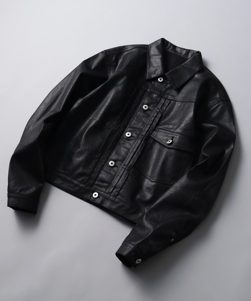 LANDNESS(ランドネス)の「【LANDNESS/ランドネス】Coated Denim Type 1 Jacket/コーティッドデニム 1stタイプジャケット(デニムジャケット・メンズ・ブラック・M/S/L)」の1枚目の写真