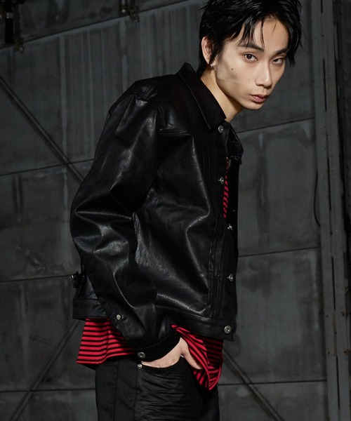 LANDNESS(ランドネス)の「【LANDNESS/ランドネス】Coated Denim Type 1 Jacket/コーティッドデニム 1stタイプジャケット(デニムジャケット・メンズ・ブラック・M/S/L)」の5枚目の写真