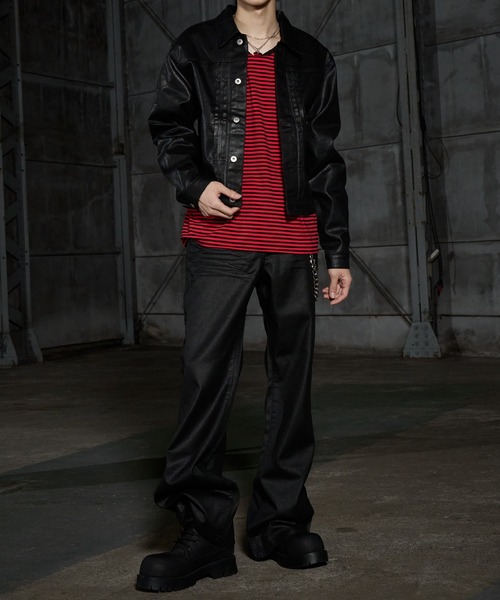 LANDNESS(ランドネス)の「【LANDNESS/ランドネス】Coated Denim Type 1 Jacket/コーティッドデニム 1stタイプジャケット(デニムジャケット・メンズ・ブラック・M/S/L)」の10枚目の写真