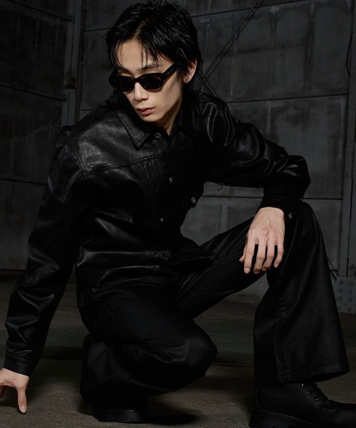 LANDNESS(ランドネス)の「【LANDNESS/ランドネス】Coated Denim Type 1 Jacket/コーティッドデニム 1stタイプジャケット(デニムジャケット・メンズ・ブラック・M/S/L)」の8枚目の写真