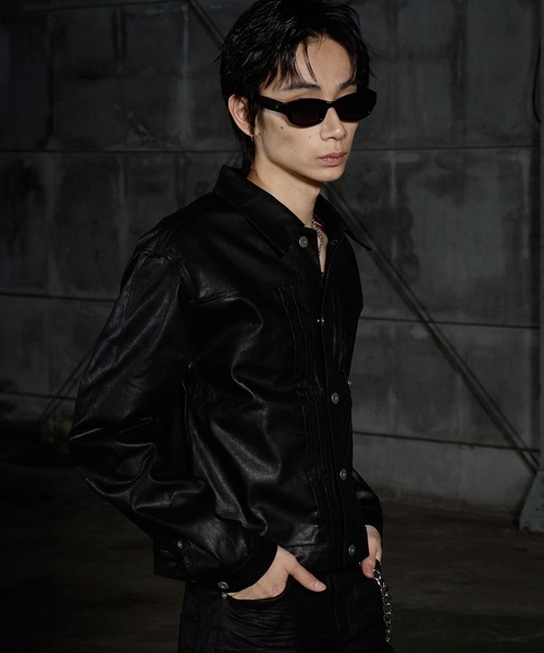 LANDNESS(ランドネス)の「【LANDNESS/ランドネス】Coated Denim Type 1 Jacket/コーティッドデニム 1stタイプジャケット(デニムジャケット・メンズ・ブラック・M/S/L)」の9枚目の写真