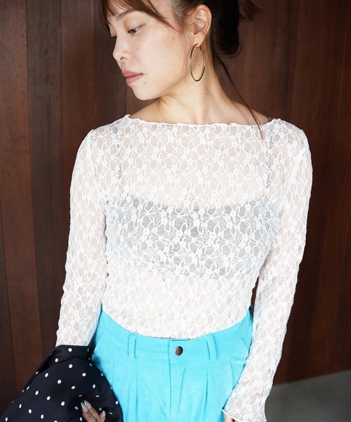 SANSeLF（サンセルフ）の「【SANSeLF】レースシアートップス saw26a033（その他トップス・レディース・ブルー/ブラック/ホワイト/ピンク・FREE）」の5枚目の写真