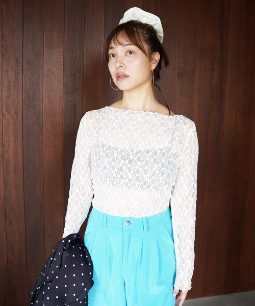 SANSeLF（サンセルフ）の「【SANSeLF】レースシアートップス saw26a033（その他トップス・レディース・ブルー/ブラック/ホワイト/ピンク・FREE）」の6枚目の写真