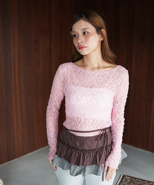 SANSeLF（サンセルフ）の「【SANSeLF】レースシアートップス saw26a033（その他トップス・レディース・ブルー/ブラック/ホワイト/ピンク・FREE）」の11枚目の写真