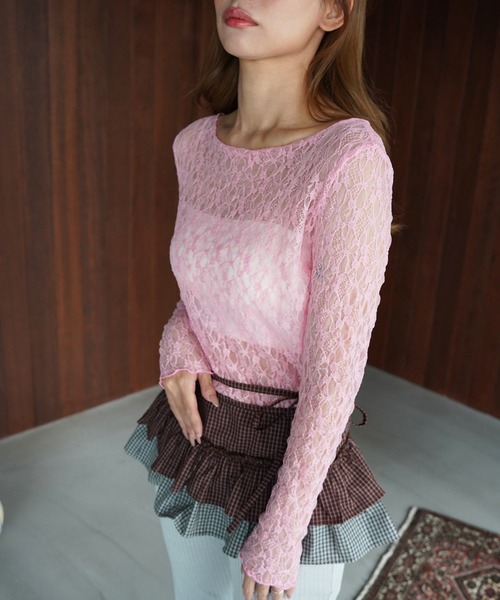 SANSeLF（サンセルフ）の「【SANSeLF】レースシアートップス saw26a033（その他トップス・レディース・ブルー/ブラック/ホワイト/ピンク・FREE）」の13枚目の写真