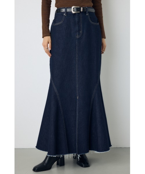 AZUL by moussy(アズールバイマウジー)の「AZUL DENIM マーメイドスカート 秋服 冬服 春服 ロングスカート 体系カバー(デニムスカート・レディース・ブルー/ワンウォッシュ・MEDIUM/SMALL)」の2枚目の写真