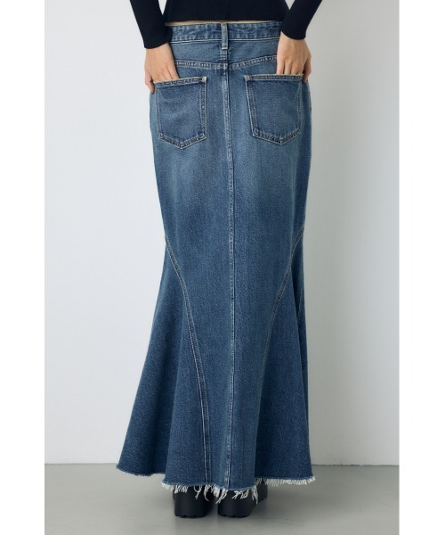 AZUL by moussy(アズールバイマウジー)の「AZUL DENIM マーメイドスカート 秋服 冬服 春服 ロングスカート 体系カバー(デニムスカート・レディース・ブルー/ワンウォッシュ・MEDIUM/SMALL)」の4枚目の写真