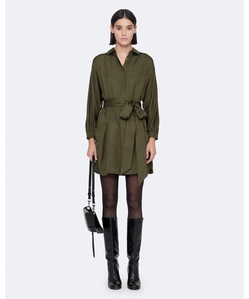 ALLSAINTS（オールセインツ）の「NOORA SILK-VISCOSE MINI DRESS | NOORA シルクビスコース ミニ ドレス・ワンピース（ワンピース・レディース・グリーン系その他・8/10）」の2枚目の写真