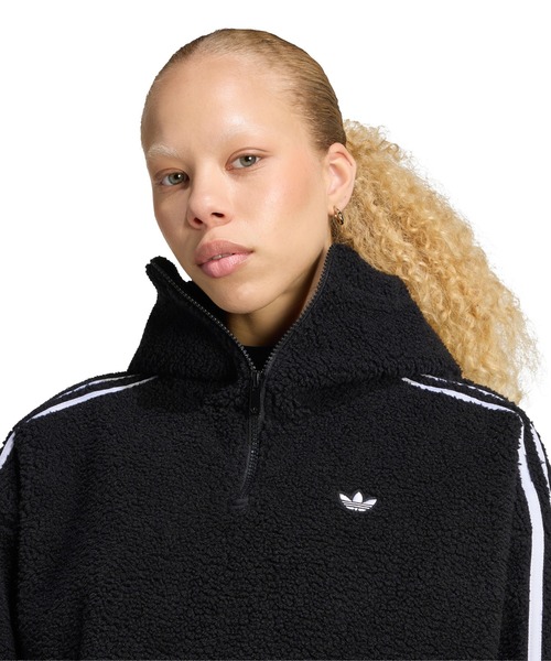 adidas(アディダス)の「adidas/アディダス adidas Originals by JENNIE BLACK PINK/POLAR FLEECE 1/4 ZIP HOODIE(パーカー・レディース・サックスブルー/ブラック/ベージュ・SMALL/MEDIUM/LARGE/X-LARGE)」の9枚目の写真