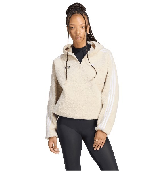 adidas(アディダス)の「adidas/アディダス adidas Originals by JENNIE BLACK PINK/POLAR FLEECE 1/4 ZIP HOODIE(パーカー・レディース・サックスブルー/ブラック/ベージュ・SMALL/MEDIUM/LARGE/X-LARGE)」の13枚目の写真
