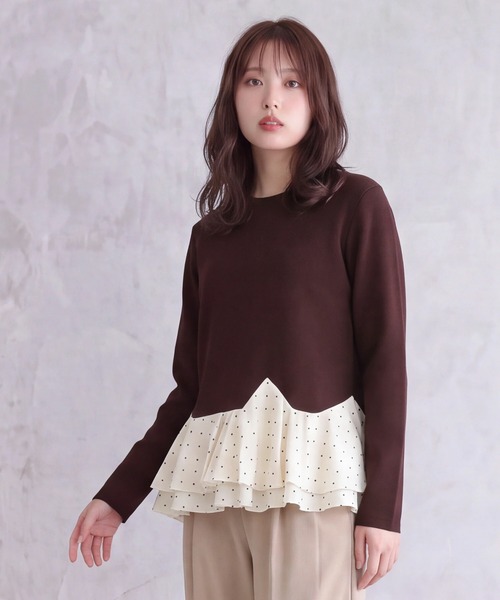 TRUDEA（トルディア）の「スフレドットティアードプルオーバー（Tシャツ/カットソー・レディース・ネイビー/ブラウン/アイボリー・MEDIUM/LARGE）」の8枚目の写真