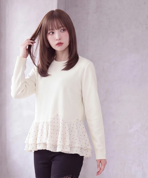 TRUDEA（トルディア）の「スフレドットティアードプルオーバー（Tシャツ/カットソー・レディース・ネイビー/ブラウン/アイボリー・MEDIUM/LARGE）」の12枚目の写真