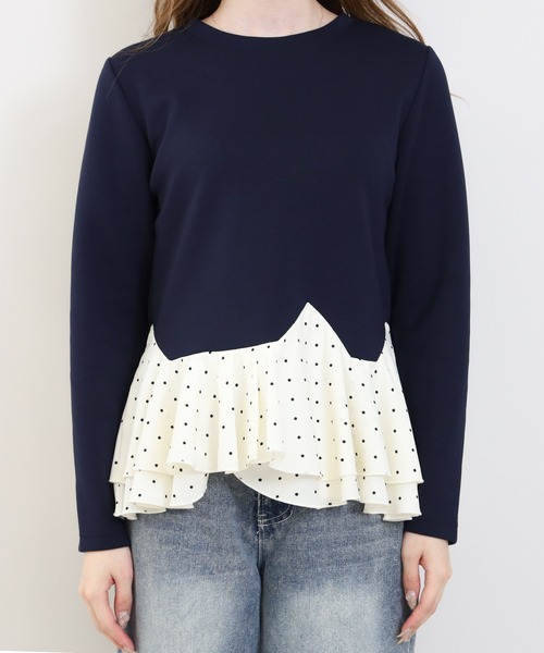 TRUDEA（トルディア）の「スフレドットティアードプルオーバー（Tシャツ/カットソー・レディース・ネイビー/ブラウン/アイボリー・MEDIUM/LARGE）」の16枚目の写真