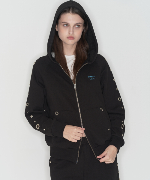 THIRSTYCLUB（サースティークラブ）の「Studded set zip up hoodie - Black（パーカー・レディース・その他・FREE）」の4枚目の写真