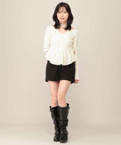 Heather(ヘザー)の「タイ付きペプラムニット 1084510(ニット/セーター・レディース・アイボリー/ブラック/グレー・FREE)」の20枚目の写真