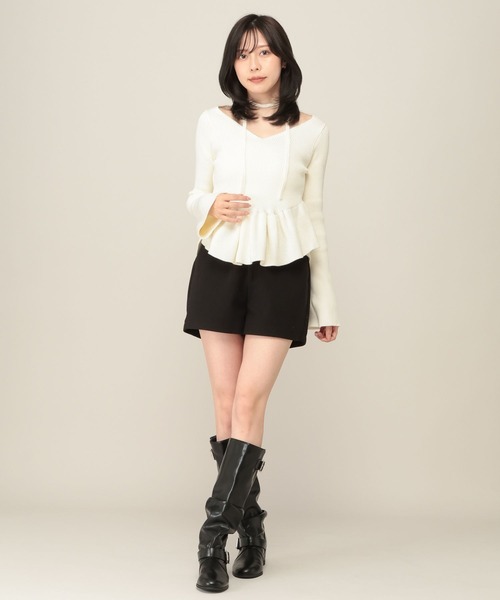 Heather(ヘザー)の「タイ付きペプラムニット 1084510(ニット/セーター・レディース・アイボリー/ブラック/グレー・FREE)」の22枚目の写真