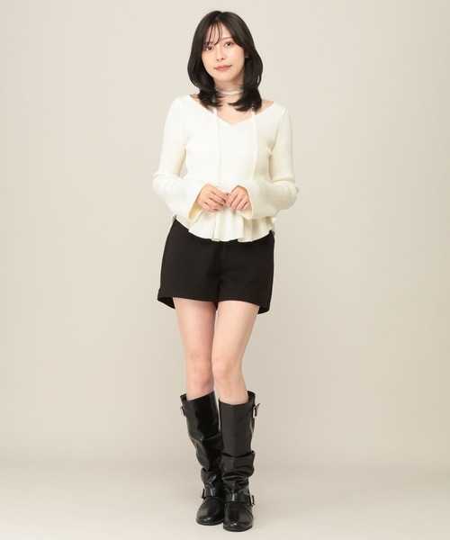 Heather(ヘザー)の「タイ付きペプラムニット 1084510(ニット/セーター・レディース・アイボリー/ブラック/グレー・FREE)」の4枚目の写真