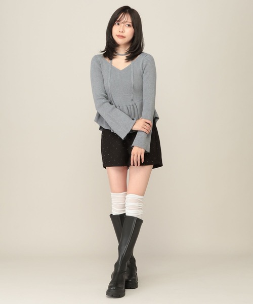 Heather(ヘザー)の「タイ付きペプラムニット 1084510(ニット/セーター・レディース・アイボリー/ブラック/グレー・FREE)」の13枚目の写真
