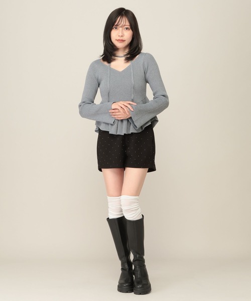 Heather(ヘザー)の「タイ付きペプラムニット 1084510(ニット/セーター・レディース・アイボリー/ブラック/グレー・FREE)」の14枚目の写真