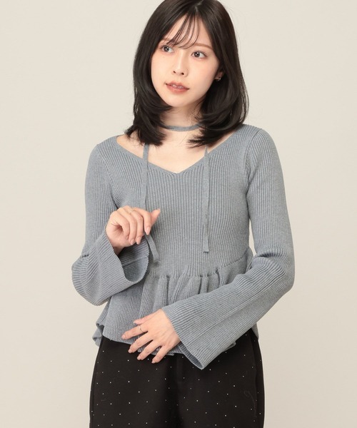 Heather(ヘザー)の「タイ付きペプラムニット 1084510(ニット/セーター・レディース・アイボリー/ブラック/グレー・FREE)」の16枚目の写真