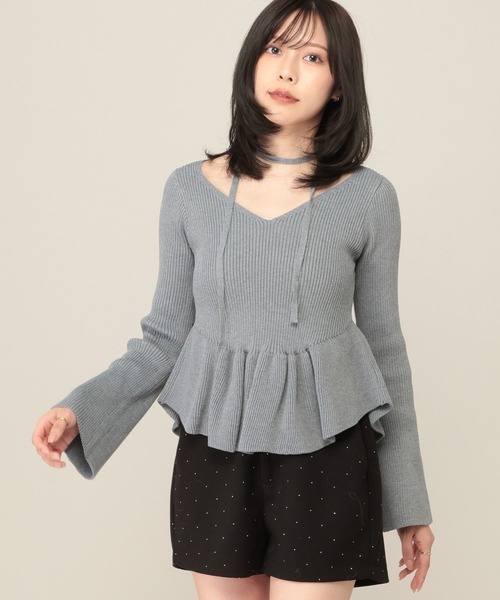 Heather(ヘザー)の「タイ付きペプラムニット 1084510(ニット/セーター・レディース・アイボリー/ブラック/グレー・FREE)」の17枚目の写真