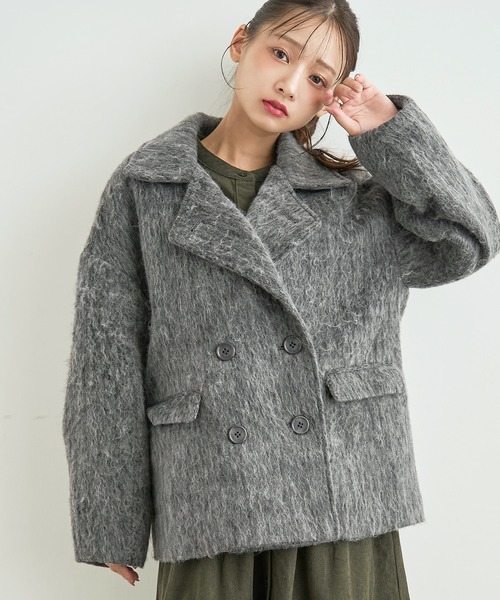 mil(ミル)の「シャギー Pコート 【588238】(ピーコート・レディース・ダークグレー/ブラウン/アイボリー・S/XS)」の2枚目の写真