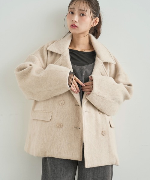 mil(ミル)の「シャギー Pコート 【588238】(ピーコート・レディース・ダークグレー/ブラウン/アイボリー・S/XS)」の14枚目の写真