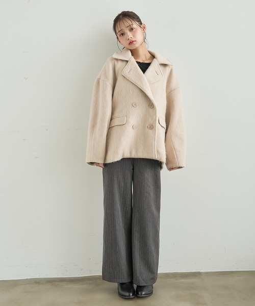 mil(ミル)の「シャギー Pコート 【588238】(ピーコート・レディース・ダークグレー/ブラウン/アイボリー・S/XS)」の4枚目の写真