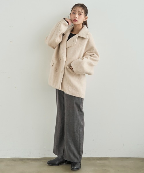 mil(ミル)の「シャギー Pコート 【588238】(ピーコート・レディース・ダークグレー/ブラウン/アイボリー・S/XS)」の5枚目の写真