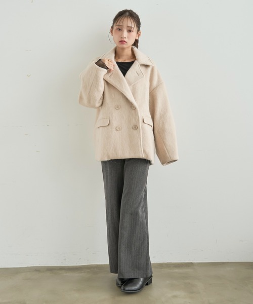 mil(ミル)の「シャギー Pコート 【588238】(ピーコート・レディース・ダークグレー/ブラウン/アイボリー・S/XS)」の6枚目の写真