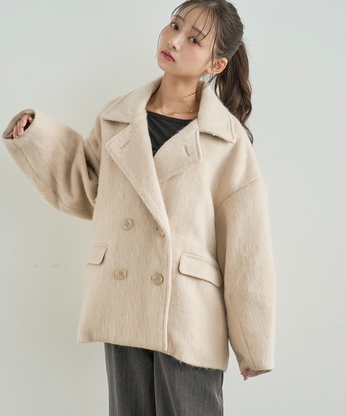 mil(ミル)の「シャギー Pコート 【588238】(ピーコート・レディース・ダークグレー/ブラウン/アイボリー・S/XS)」の8枚目の写真