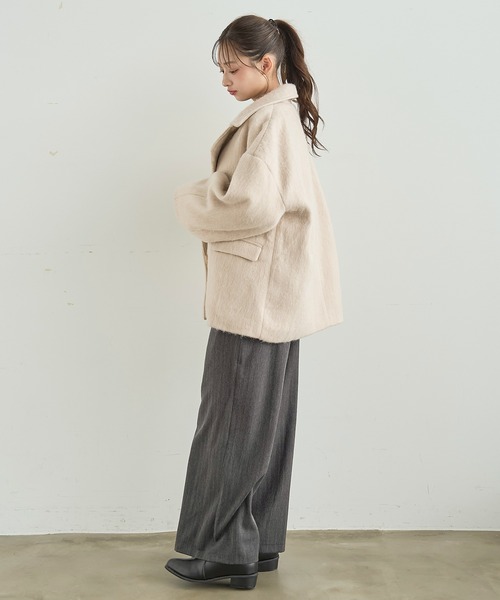 mil(ミル)の「シャギー Pコート 【588238】(ピーコート・レディース・ダークグレー/ブラウン/アイボリー・S/XS)」の10枚目の写真