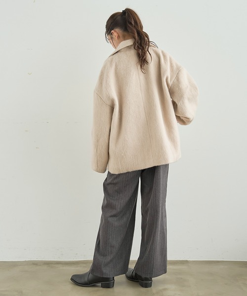 mil(ミル)の「シャギー Pコート 【588238】(ピーコート・レディース・ダークグレー/ブラウン/アイボリー・S/XS)」の11枚目の写真