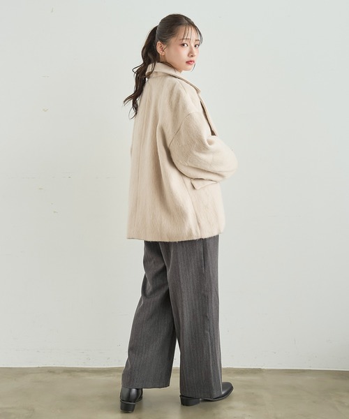 mil(ミル)の「シャギー Pコート 【588238】(ピーコート・レディース・ダークグレー/ブラウン/アイボリー・S/XS)」の12枚目の写真