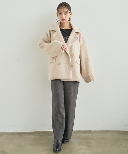 mil(ミル)の「シャギー Pコート 【588238】(ピーコート・レディース・ダークグレー/ブラウン/アイボリー・S/XS)」の13枚目の写真