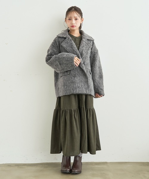 mil(ミル)の「シャギー Pコート 【588238】(ピーコート・レディース・ダークグレー/ブラウン/アイボリー・S/XS)」の21枚目の写真
