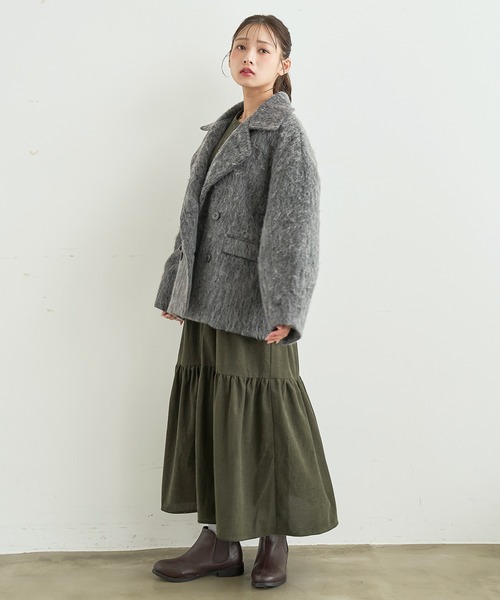 mil(ミル)の「シャギー Pコート 【588238】(ピーコート・レディース・ダークグレー/ブラウン/アイボリー・S/XS)」の22枚目の写真