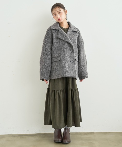 mil(ミル)の「シャギー Pコート 【588238】(ピーコート・レディース・ダークグレー/ブラウン/アイボリー・S/XS)」の15枚目の写真