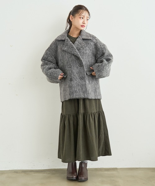 mil(ミル)の「シャギー Pコート 【588238】(ピーコート・レディース・ダークグレー/ブラウン/アイボリー・S/XS)」の16枚目の写真