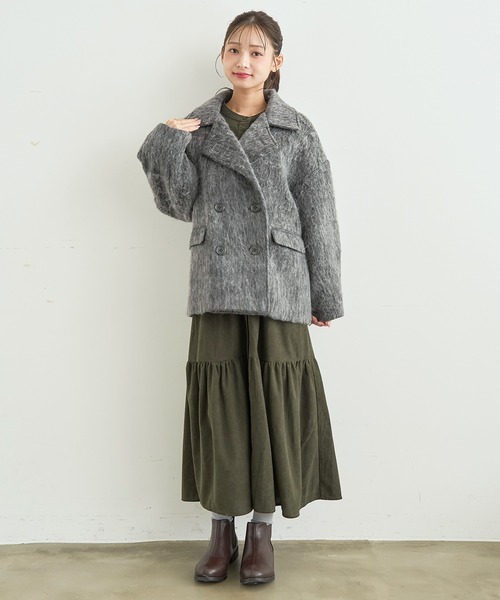 mil(ミル)の「シャギー Pコート 【588238】(ピーコート・レディース・ダークグレー/ブラウン/アイボリー・S/XS)」の17枚目の写真