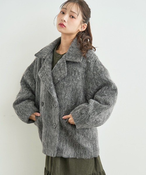 mil(ミル)の「シャギー Pコート 【588238】(ピーコート・レディース・ダークグレー/ブラウン/アイボリー・S/XS)」の19枚目の写真