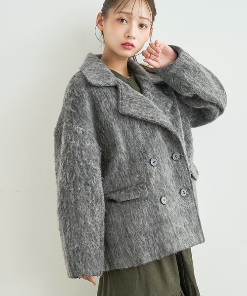 mil(ミル)の「シャギー Pコート 【588238】(ピーコート・レディース・ダークグレー/ブラウン/アイボリー・S/XS)」の20枚目の写真