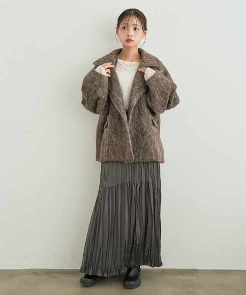 mil(ミル)の「シャギー Pコート 【588238】(ピーコート・レディース・ダークグレー/ブラウン/アイボリー・S/XS)」の18枚目の写真