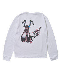 MICHAEL1991（ミカエル1991）の「MICHAEL1991 x OLD GARAGE ボールグラフィックロングスリーブTシャツ, ホワイト（Tシャツ/カットソー）」