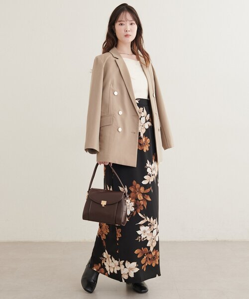 natural couture(ナチュラルクチュール)の「花柄ストレートスカート(スカート・レディース・ブラック/ブラウン/カーキ・FREE)」の8枚目の写真
