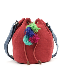 チャイハネ | 【チャイハネ】フリンジ付きコットン巾着バッグ(ショルダーバッグ)