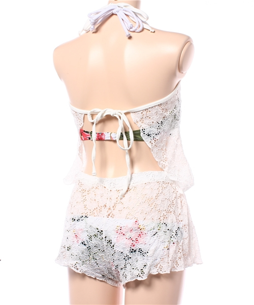 Re:EDIT（リエディ）の「[3点セット]レースロンパース付きリゾート花柄ビキニ[春夏新作][Re:EDIT/リエディ]（水着・レディース・ホワイト/イエロー/ブルー・MEDIUM）」の6枚目の写真