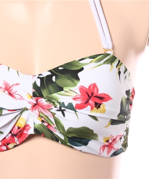 Re:EDIT（リエディ）の「[3点セット]レースロンパース付きリゾート花柄ビキニ[春夏新作][Re:EDIT/リエディ]（水着・レディース・ホワイト/イエロー/ブルー・MEDIUM）」の8枚目の写真